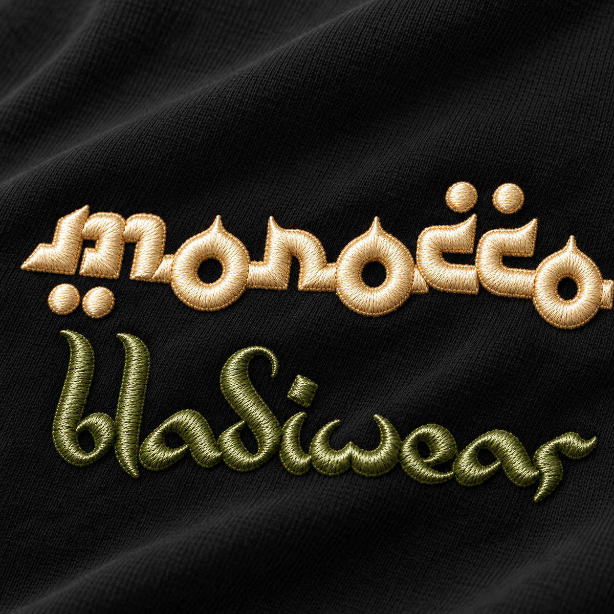 Morocco Hoodie Black - embroidery detail