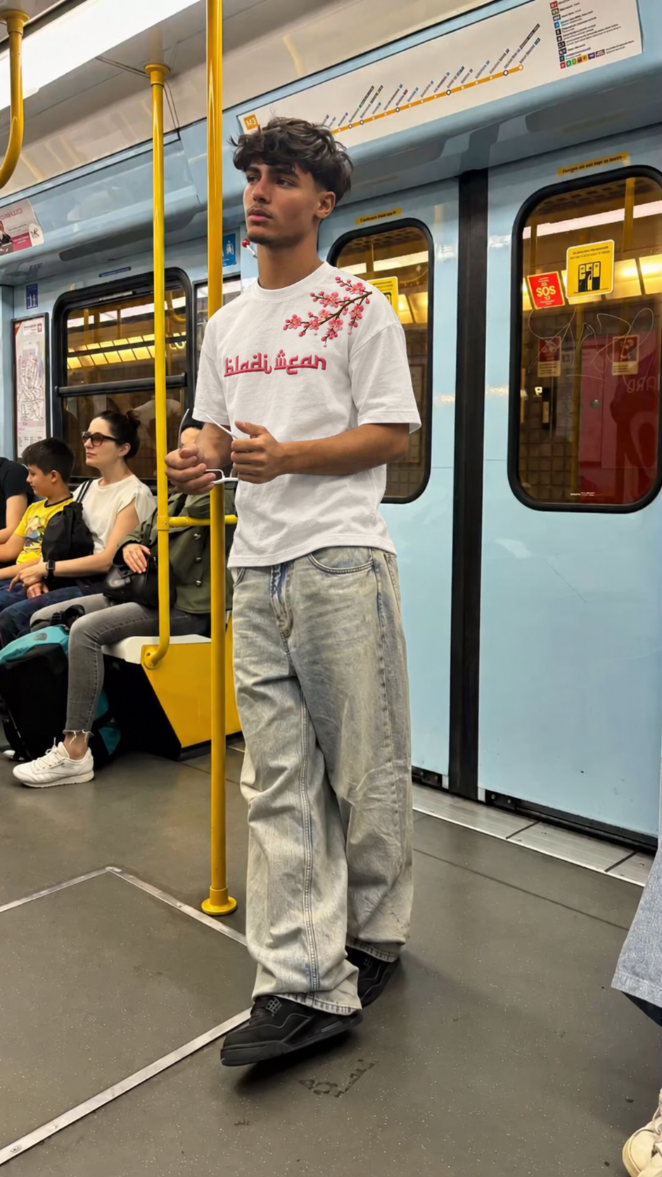 Sakura Oversized T-Shirt White - worn