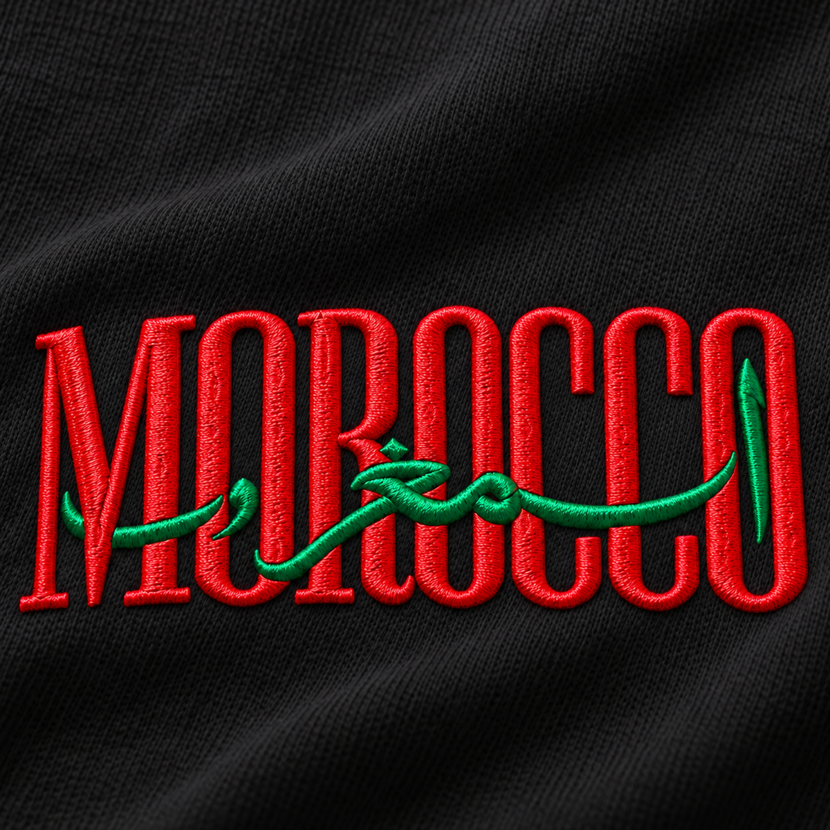 Morocco Heritage T-Shirt Black - embroidery detail