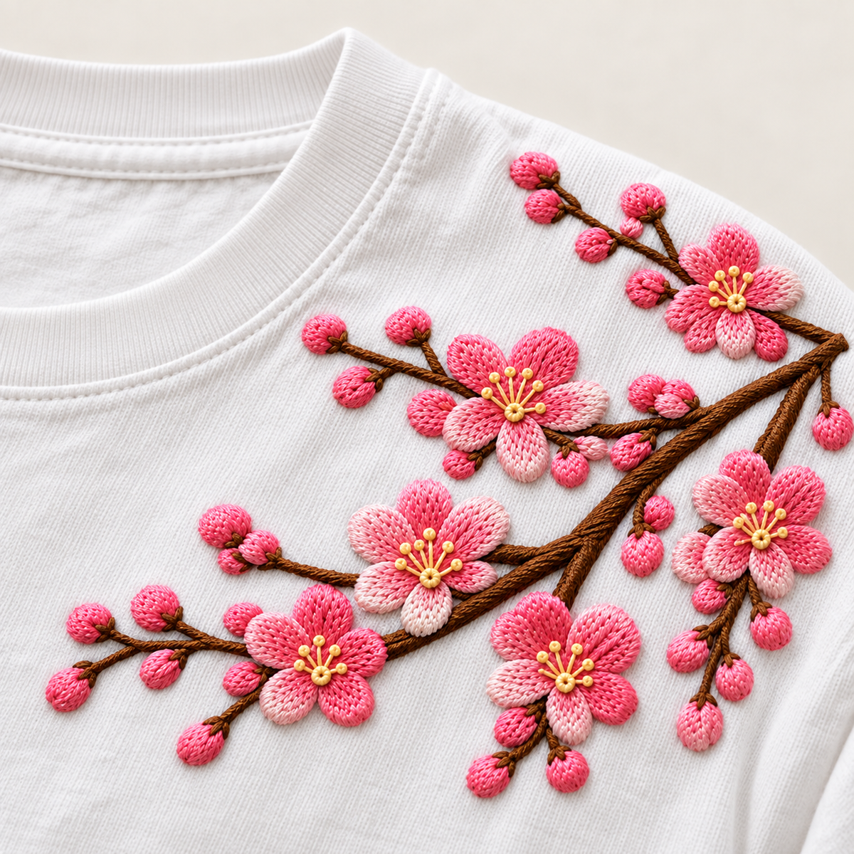 Sakura Oversized T-Shirt White - sakura detail
