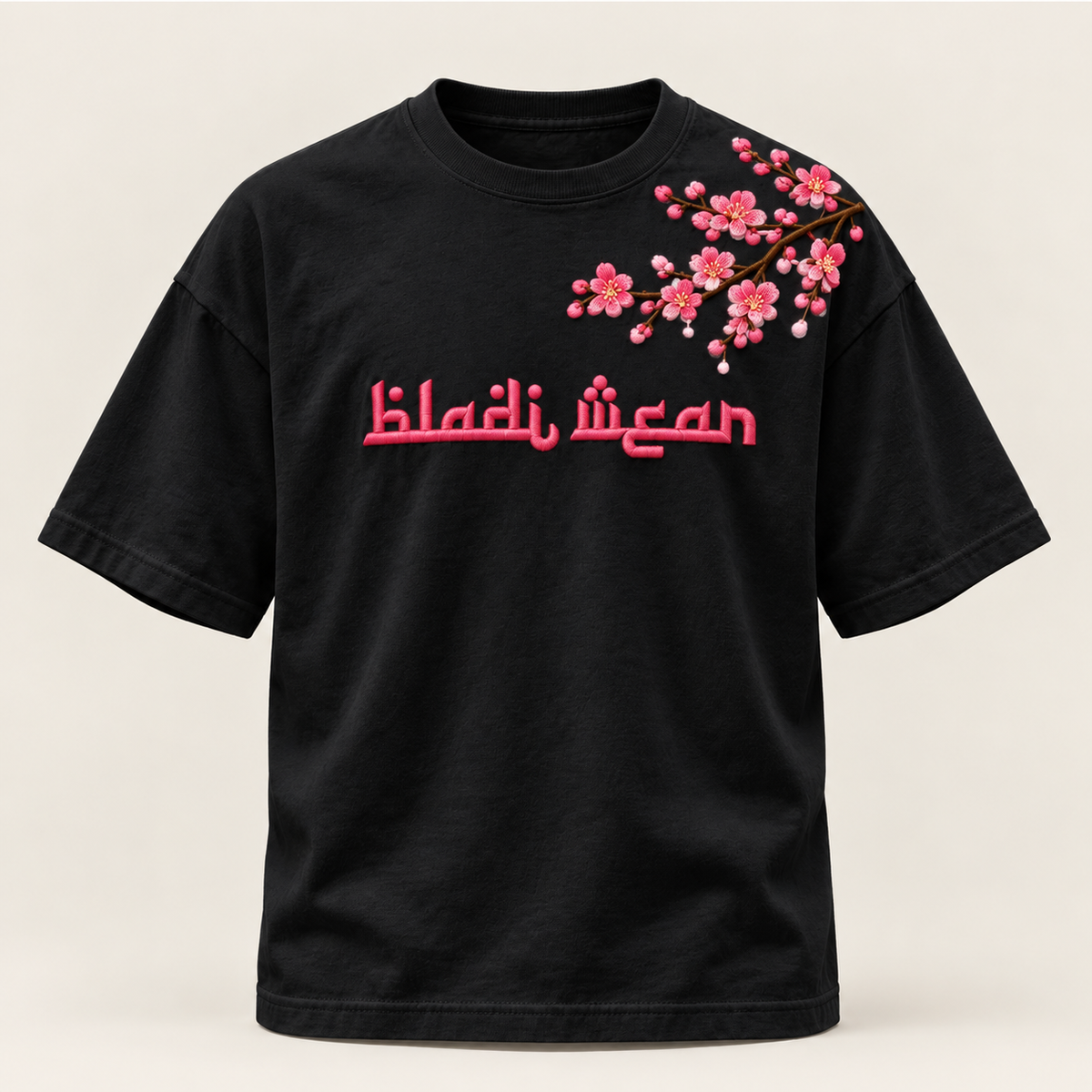 Sakura Oversized T-Shirt Black - front