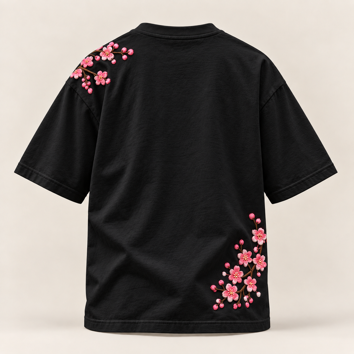 Sakura Oversized T-Shirt Black - back