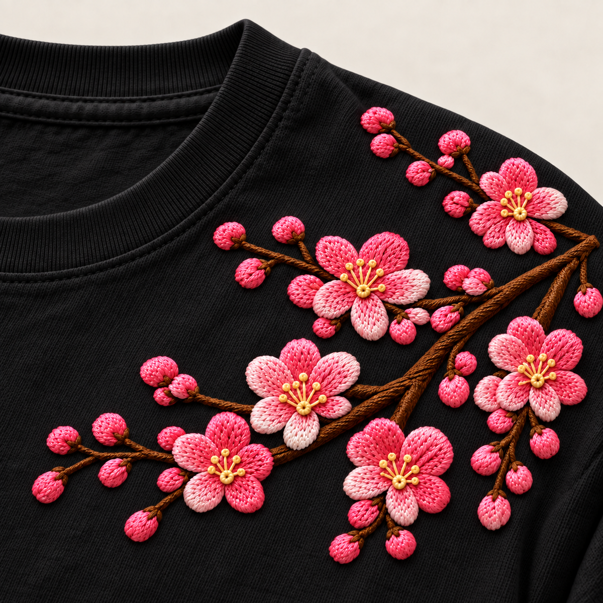 Sakura Oversized T-Shirt Black - sakura detail